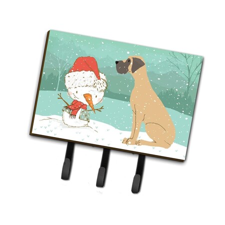 Carolines Treasures Fawn Natural Great Dane Snowman Christmas Leash or Key Holder CK2040TH68